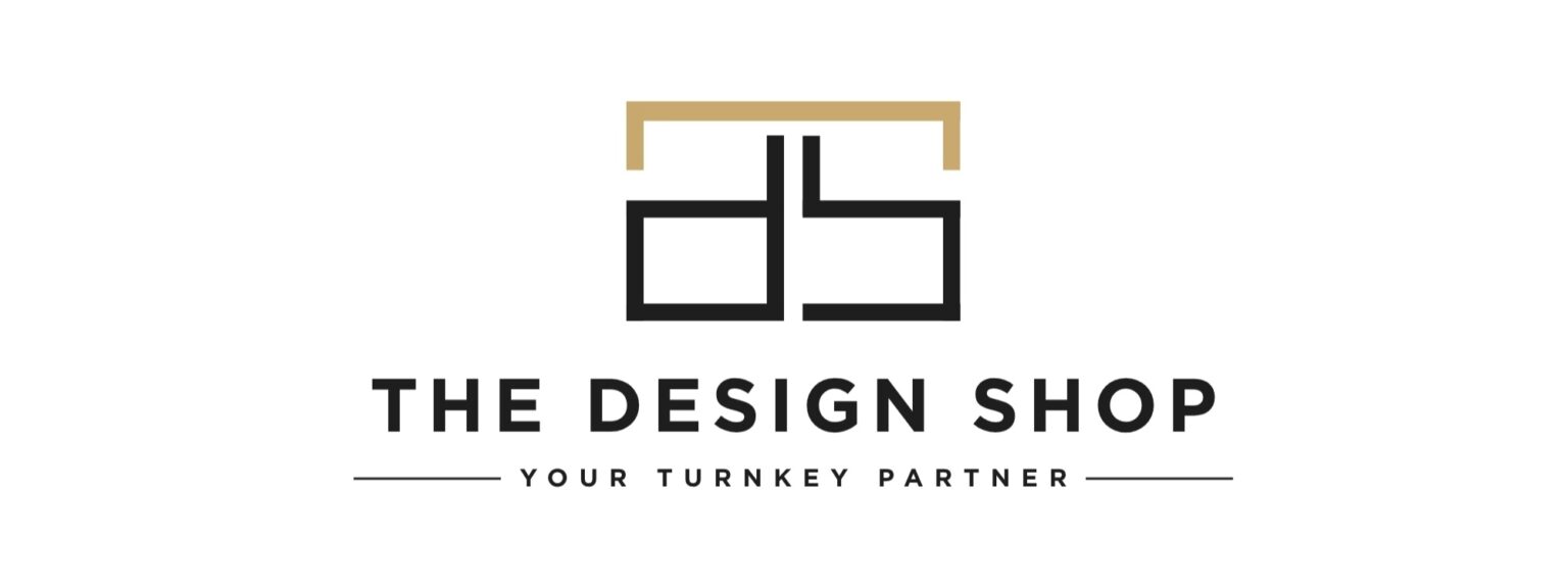 the design shop logo with color pallet